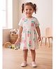 White World Cotton Blend Woven Sleeveless Floral Printed Dress - Off White