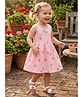 White World Cotton Blend Woven Sleeveless Strawberry Printed Dress - Baby Pink