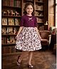 White World Cotton Blend Woven Half Sleeves Floral Printed Dress - Purple