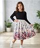White World Cotton Blend Woven Full Sleeves Floral & Butterfly Printed Dress - Black