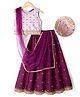 Pine Kids Woven Sleeveless Choli & Lehenga Set With Sequinned Embroidery & Dupatta - Wine
