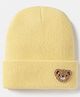 Babyhug Knit Woollen Cap with Bear Applique in Yellow - Diameter 16 cm