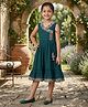 Bolly Lounge Cotton Blend Woven Sleeveless Lace Embellished Tie Up Dress - Green