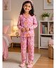 Campana Rayon Woven Full Sleeves Floral Printed Coordinating Shirt & Pajama Night Suit - Pink & Orange