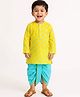 Campana 100% Cotton Woven Full Sleeves Leheriya Printed Kurta & Dhoti Set - Yellow & Turquoise