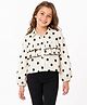 CrayonFlakes Rayon Woven Full Sleeves Polka Dots Printed Frill Detailed Shirt Style Top - Off White