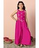 Fashion Dream Silk Woven Floral Embroidered Sequins Embellished Jumpsuits - Pink