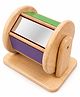 Wooden Montessori Spinning Drum with Safe Mirror for Babies | Sensory Learning & Educational Toy | Encourages Hand-Eye Coordination