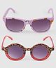 Dukiekooky Set Of 2 Cat & Leopard Designed Sunglasses - Purple & Red