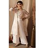 Fashion Dream Georgette Woven Full Sleeves Sequins Embellished & Floral Printed Crop Top & Palazzo With Jacket Set - Off White