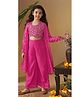 Fashion Dream Georgette Woven Full Sleeves Glitter & Sequins Embellished Crop Top & Palazzo With Shrug Set - Pink
