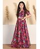 Fashion Dream Georgette Woven Half Sleeves Floral Printed Lehenga Choli Set - Maroon