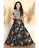 Fashion Dream Organza Woven Sleeveless Floral Embroidered & Gota Lace Embellished Lehenga Choli Set - Green