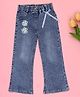 Cutecumber Denim Flower Applique Detailed Flared Jeans - Blue