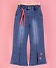 Cutecumber Denim Bow Applique Detailed Flared Jeans - Blue