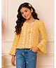 Cutecumber Georgette Woven Full Bell Sleeves Floral Printed Top - Yellow