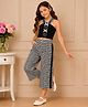 Cutecumber Cotton Woven Sleeveless Floral Embroidered & Bow Applique Detailed Top & Pants Set - Black
