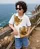 OLLINGTON ST. Sinker Knit Half Sleeves Floral Printed Shirt and Denim Shorts Set - White