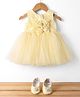 Blabber Sleeveless Stone Embellished Floral Applique Detailed Knee Length Dress With Booties - Yellow