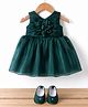 Blabber Sleeveless Floral Applique Detailed Knee Length Dress With Booties - Green