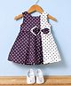 Blabber Sleeveless Bow Applique Detailed & Polka Dots Printed Colour Blocked Knee Length Pleated Dress With Booties - Wine