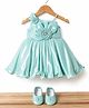 Blabber Sleeveless Stone Embellished Floral Applique Detailed Knee Length Dress With Booties - Sea Green