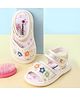 Cute Walk by Babyhug Velcro Closure Musical Sandals With Floral Applique & Glitter - Golden