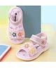 Cute Walk by Babyhug Velcro Closure Musical Sandals With Floral Applique & Glitter - Pink