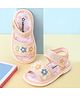 Cute Walk by Babyhug Velcro Closure Musical Sandals With Floral Applique & Glitter - Peach