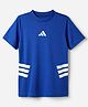Adidas Kids Knit T-Shirt with Half Sleeves and Logo Print in Blue for 5-6 Years