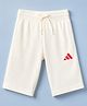 Adidas Kids Cotton Knit Mid Thigh Shorts with Logo Print in White for 5-6 Years