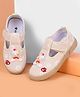 Cute Walk by Babyhug Velcro Closure Casual Shoes With Floral Design & Applique - Beige