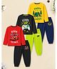 Trampoline Cotton Blend Knit Pack Of 3 Full Sleeves Cars & Gaming Console Printed Tees & Joggers Set - Red Yellow & Black