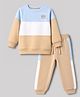 Babyhug 100% Cotton Terry Full Sleeves Tshirt and Bottomwear With Full Length and Bear Applique in Beige