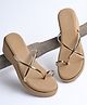 Shoetopia Metallic Cross Strap Platform Heel Sandals - Golden