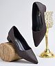Shoetopia Shimmer Textured Slip On Heel Sandals - Brown