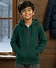 Kiddopanti Fleece Knit Full Sleeves Solid Light Winter Hooded Sweatjacket - Green