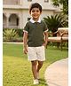 Rikidoos Cotton Embosis Hosiery Woven Polo T-Shirt with Half Sleeves in Olive Green