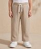 Rikidoos Cotton Woven Straight-Fit Elasticated Pull Ons, Draw Cord Full Length Trouser with Striped Print - Light Brown