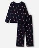 Pine Kids 100% Cotton Knit Bio Washed Single Jersery 180 Gsm Full Sleeves Co-ord Top & Pajama Night Suit with Strawberry Print - Black