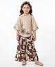 Joy-n-Jolly Synthetics Woven Three Fourth Sleeves Floral Embroidered Kurti & Palazzo Set With Slingbag - Coffee