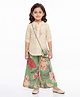 Joy-n-Jolly Synthetics Woven Three Fourth Sleeves Mirror Embellished Kurti & Palazzo Set With Slingbag - Green
