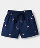 Dapper Dudes Cotton Woven Short Length Shorts with Draw Cord Waist and Flamingo Print in Teal Blue for 12-24 Months