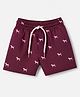Dapper Dudes Cotton Mix Woven Knee Length Shorts with Dog Print in Wine