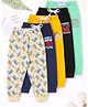 Little Ninja Cotton Knit Pack Of 5 Beach Theme & Typography Printed Track Pants - Multi Colour