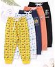 Little Ninja Cotton Knit Pack Of 5 Vehicles Beach Theme & Typography Printed Track Pants - Multi Colour