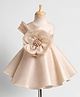 Babyhug Organza Shimmer Woven Sleeveless Party Dress WIth Floral Applique - Rose Gold