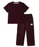Pine Kids Ottoman Knit Half Sleeves T-Shirt and Pant with Smile Today Patch - Wine