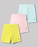 Pine Kids Cotton Lycra Knit Above Knee Length Solid Cycling Shorts Pack of 3 - Light Blue Limegreen & Pink