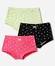 Pine Kids Cotton Elastane Knit Panties With Floral Print Pack of 3 - Green Black & Pink